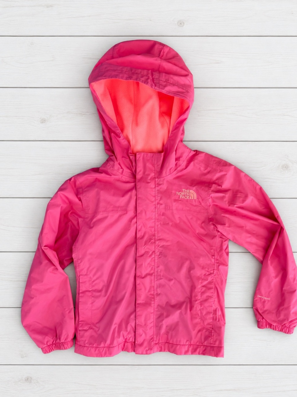 The North Face Girls' Pink Hooded Rain Jacket Windbreaker Size XS 6 years
